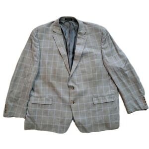 Lauren Ralph Lauren Gray & Blue Plaid 52% Silk 48% Wool Blazer Men's Size 52R